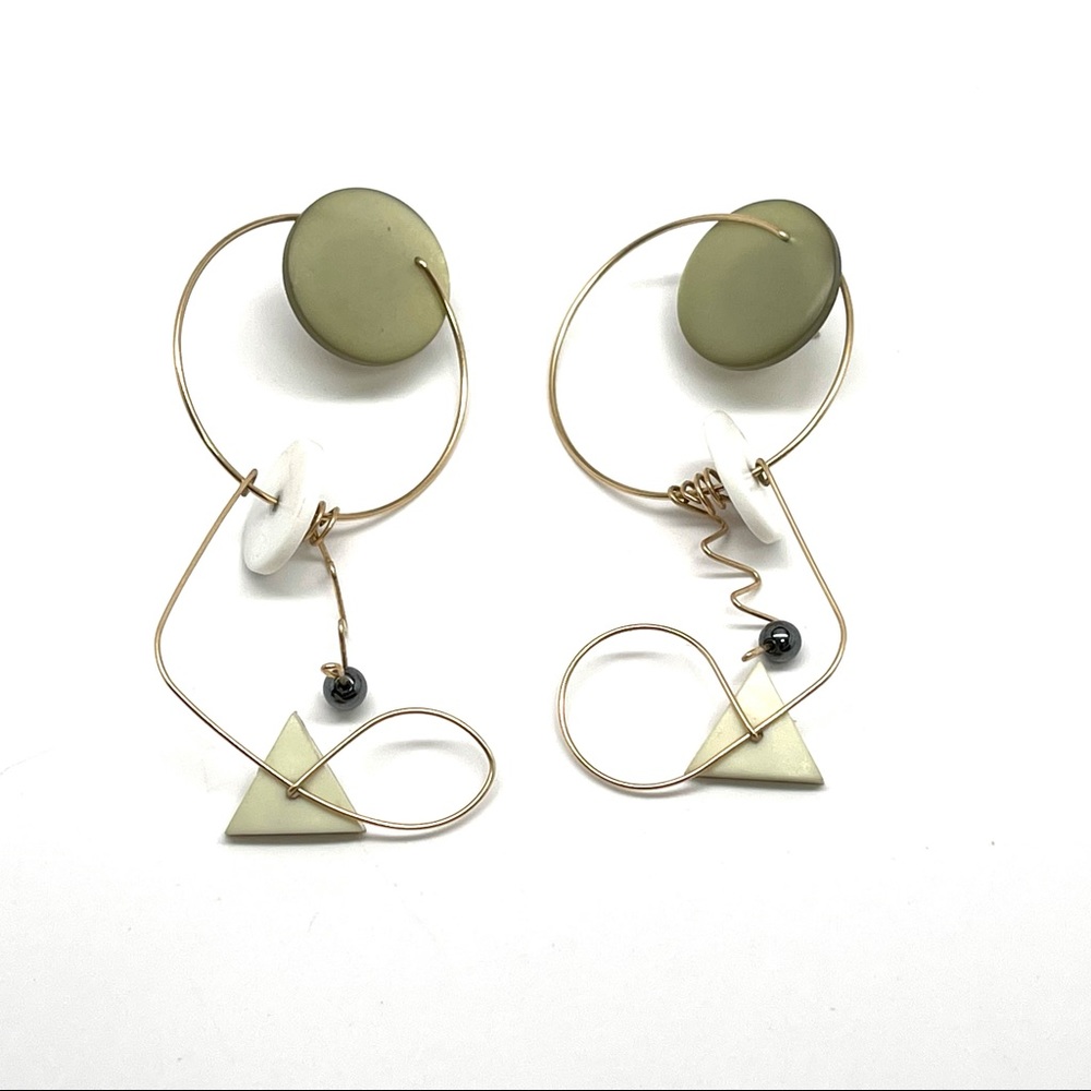 Vintage Mobile Style Modernist Geometric Earrings - Picture 1 of 14
